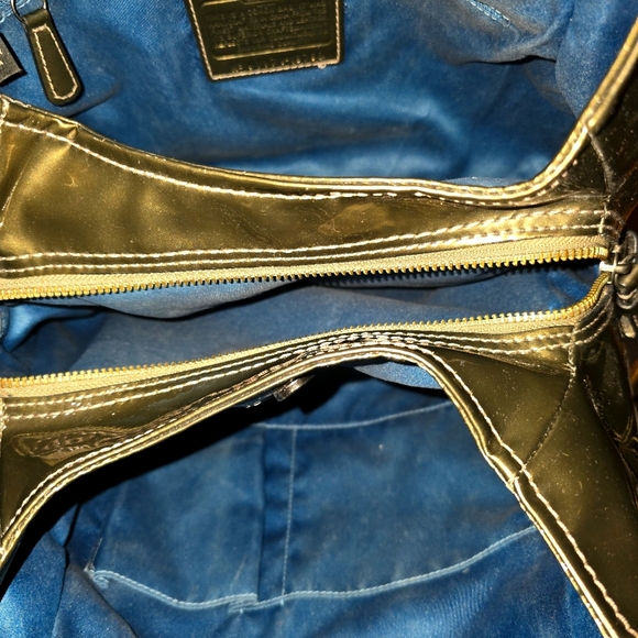 coach madison metallic green with steel blue lined euc - Picture 5 of 5